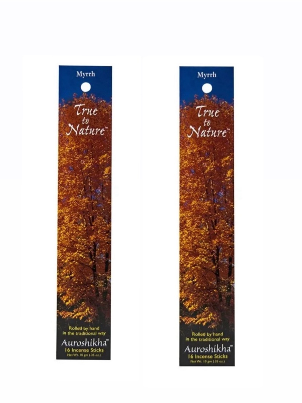 Two True to Nature Auroshikha Incense Sticks Myrrh 10 grams